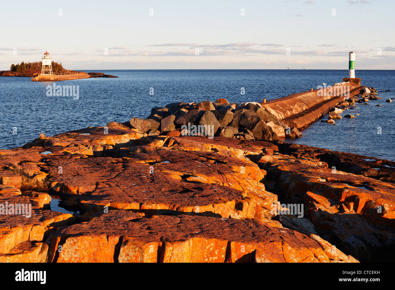 Breakwater on Lake Superior at Grand Marais, Minnesota Stock Photo Alamy