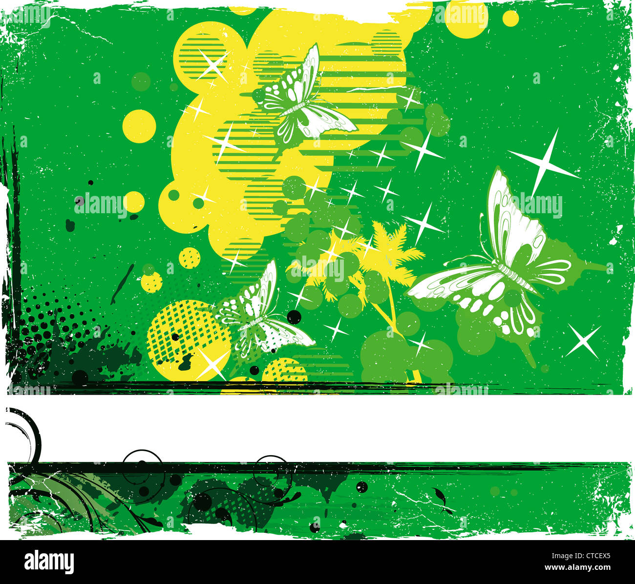 vector grunge background with butterflies Stock Photo - Alamy