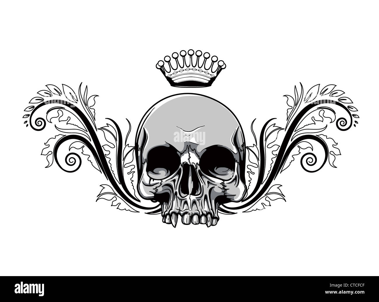 Skull with flower illustration t shirt design 7808466 Vector Art