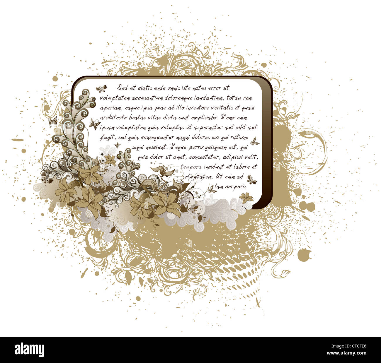 grunge floral frame vector illustration Stock Photo - Alamy