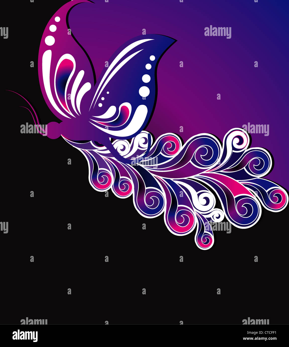 vector floral background with butterfly Stock Photo - Alamy