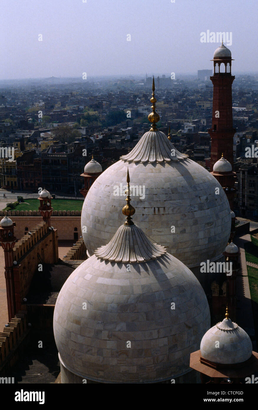 Lahore Pakistan Domes Badshahi Mosque Stock Photo