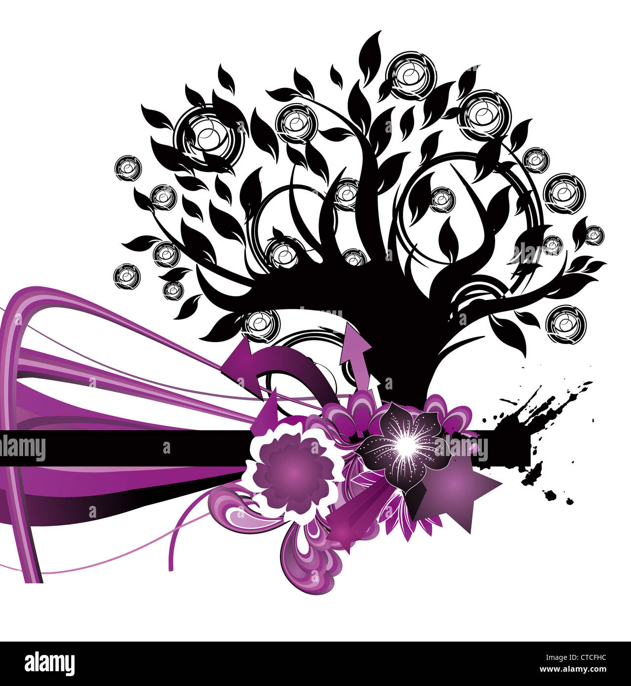 vector abstract floral background with tree Stock Photo - Alamy