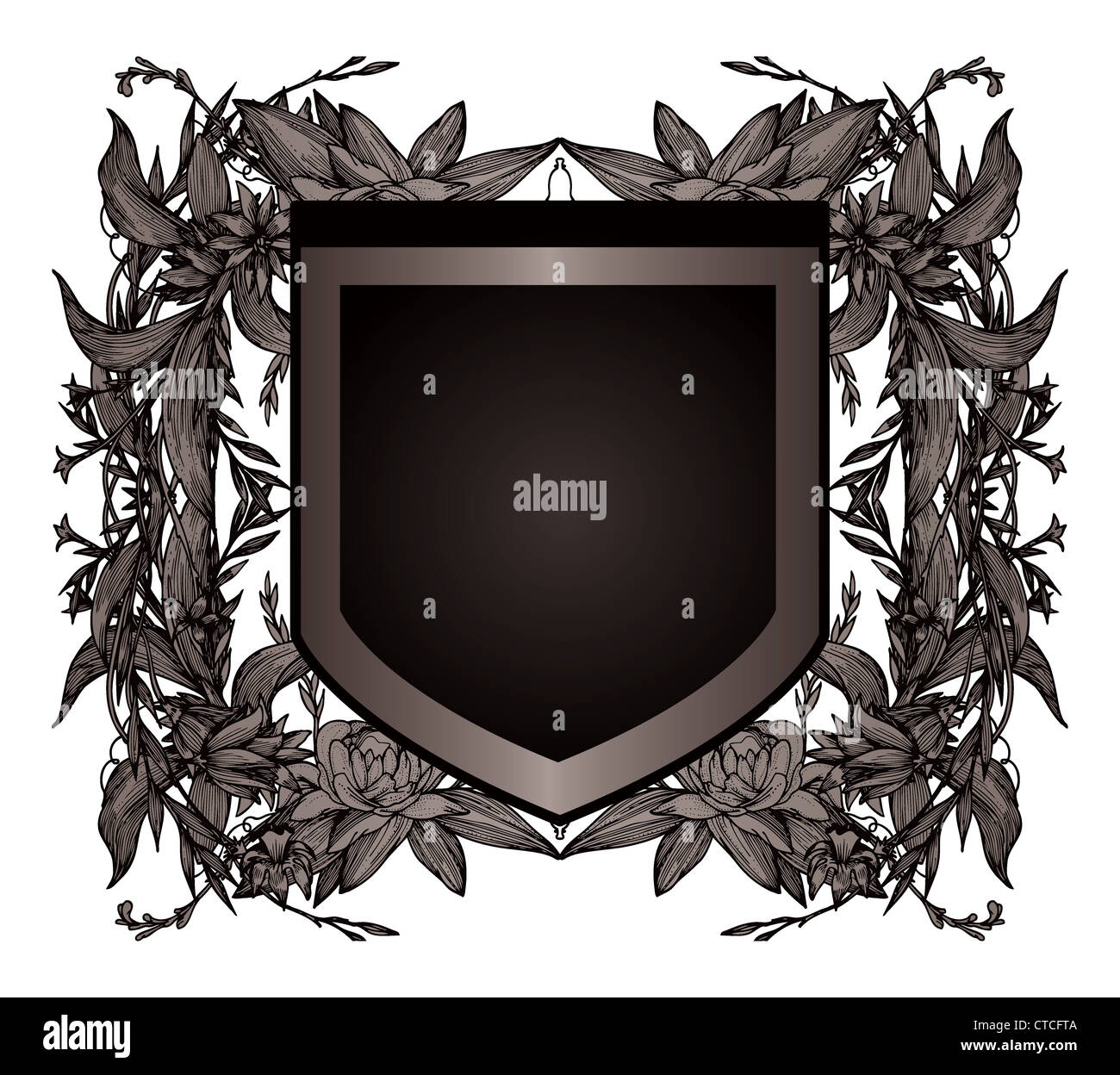 shield with floral vector illustration Stock Photo - Alamy