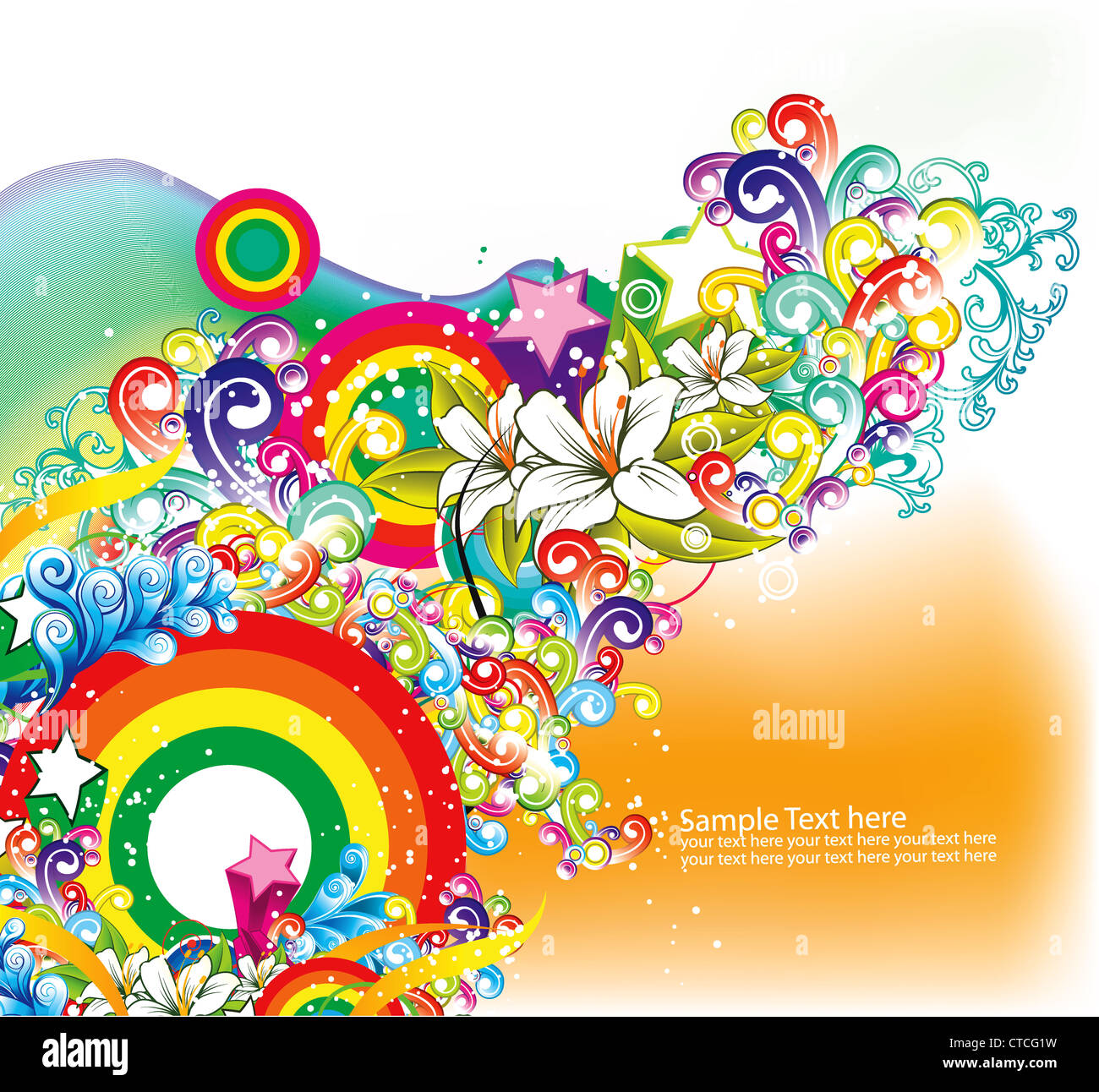 abstract background with floral vector illustration Stock Photo - Alamy