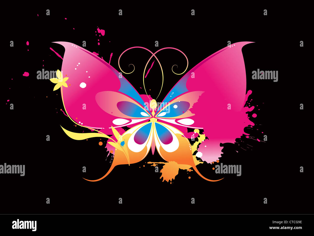 splash background with butterfly vector illustration Stock Photo - Alamy