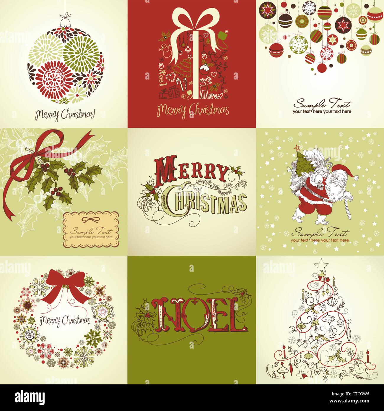 Set of Christmas Cards Stock Photo Alamy