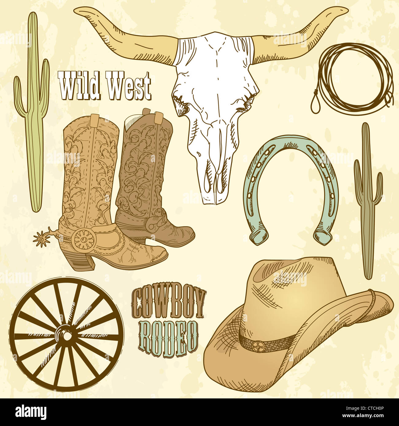 Wild West Western Set Stock Photo