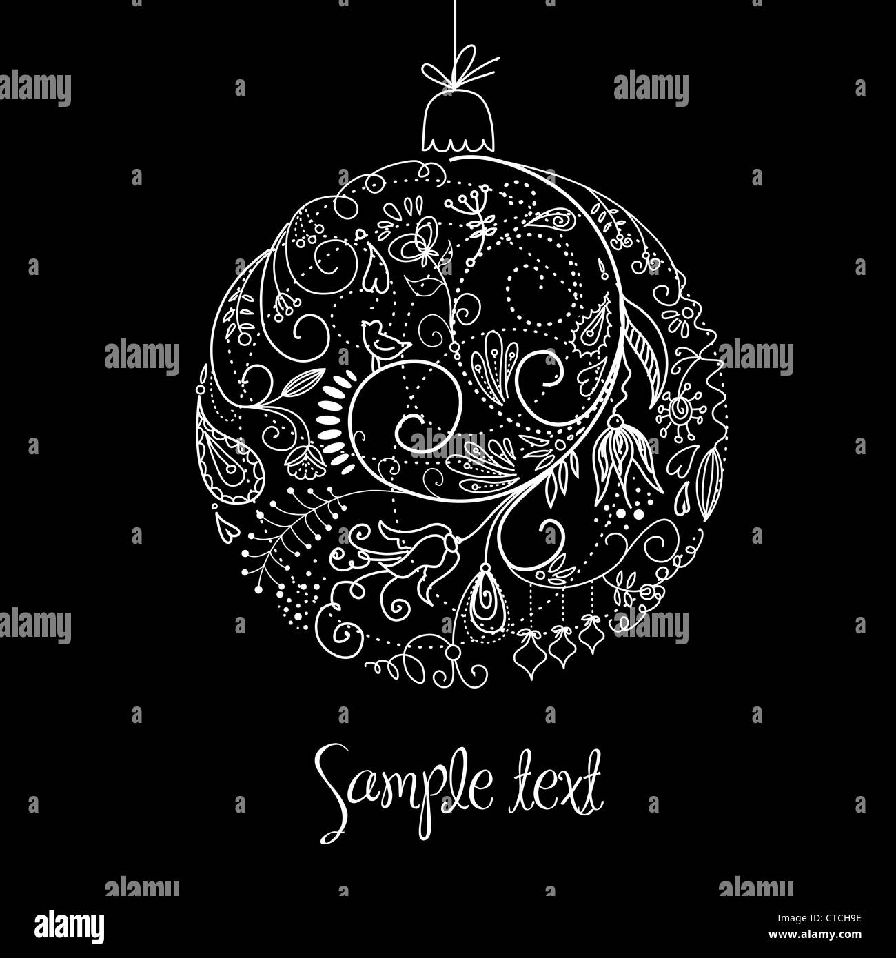 Black and White Christmas ball illustration Stock Photo - Alamy