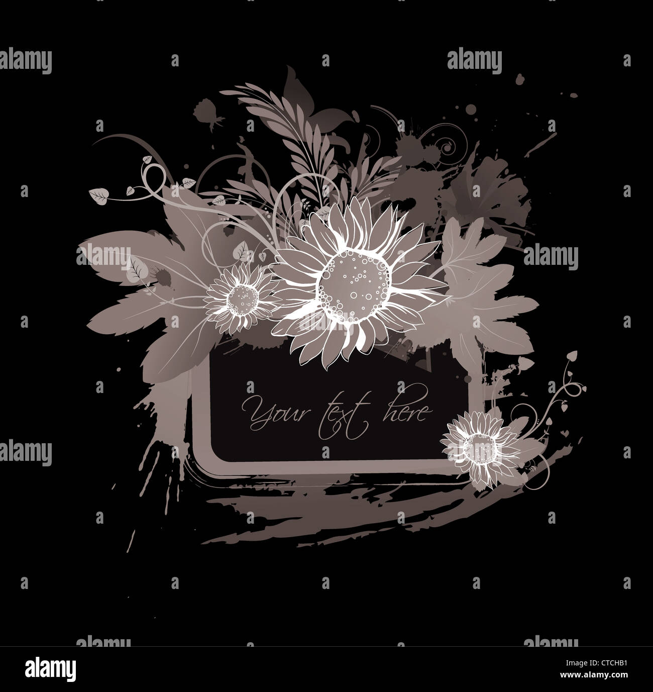 grunge floral frame vector illustration Stock Photo - Alamy