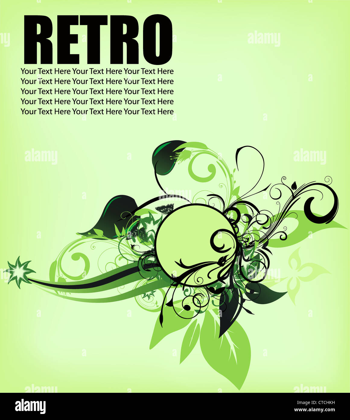 vintage floral frame vector illustration Stock Photo - Alamy