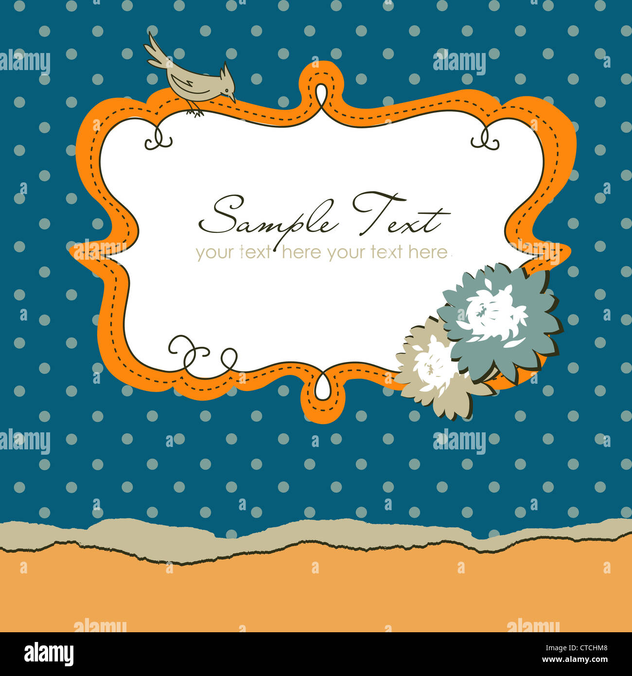 Vector hand drawn frame with a bird Stock Photo - Alamy