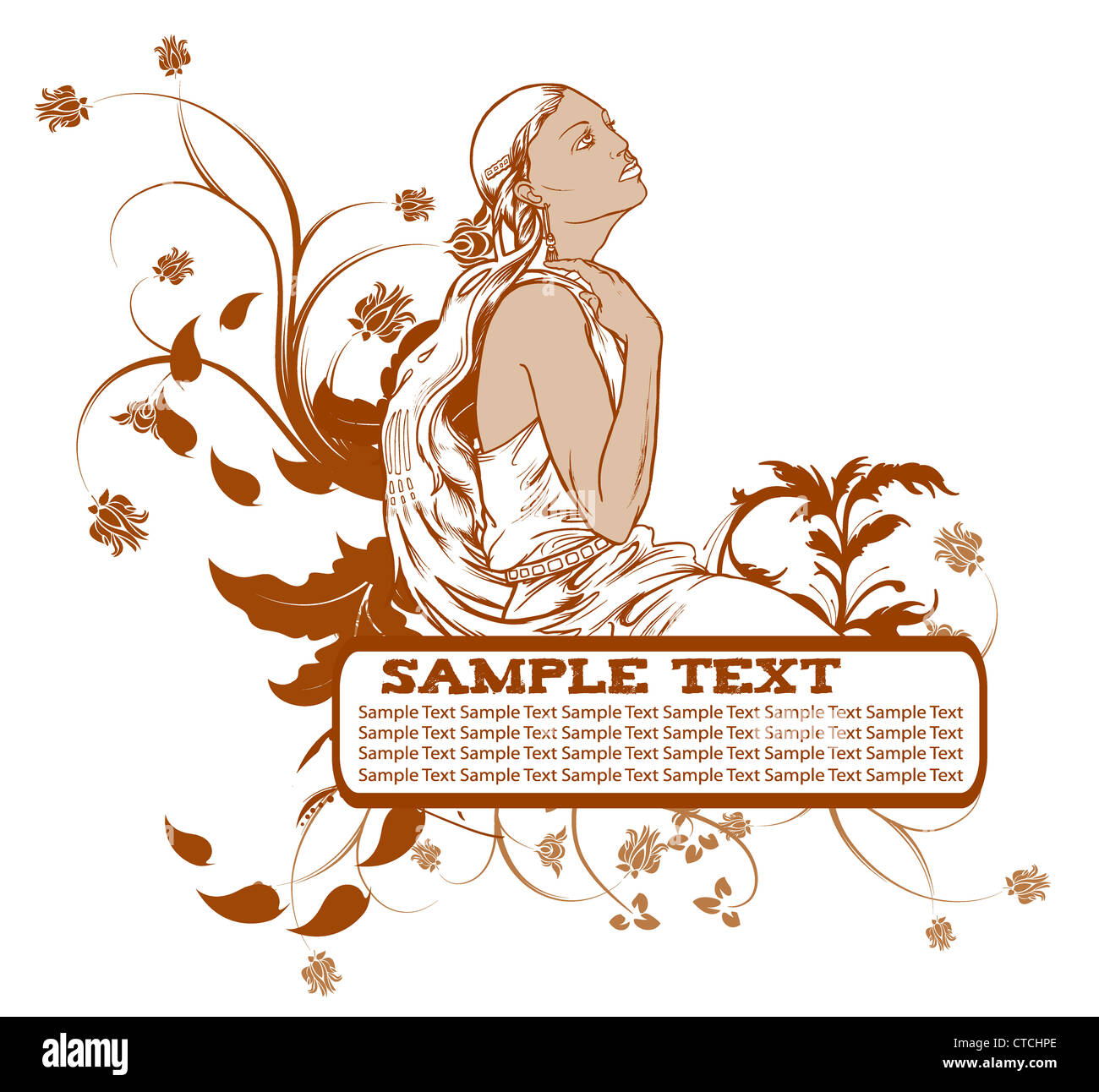 girl with floral vector illustration Stock Photo - Alamy