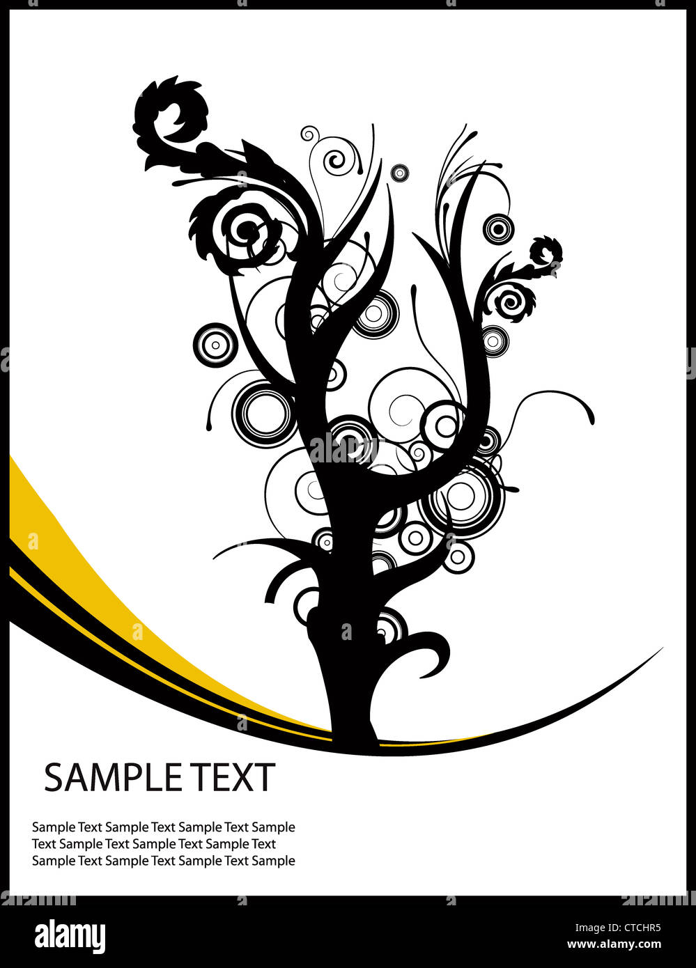 abstract floral background with tree and wave vector illustration Stock ...