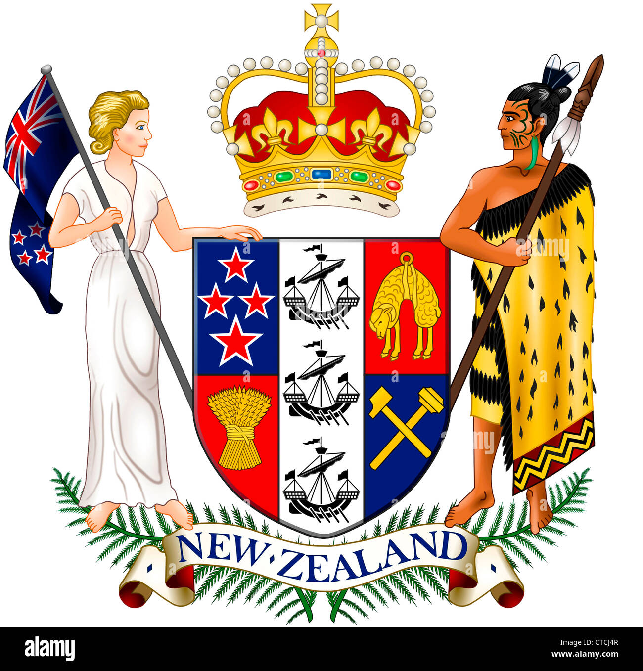 Coat of arms of New Zealand. Stock Photo