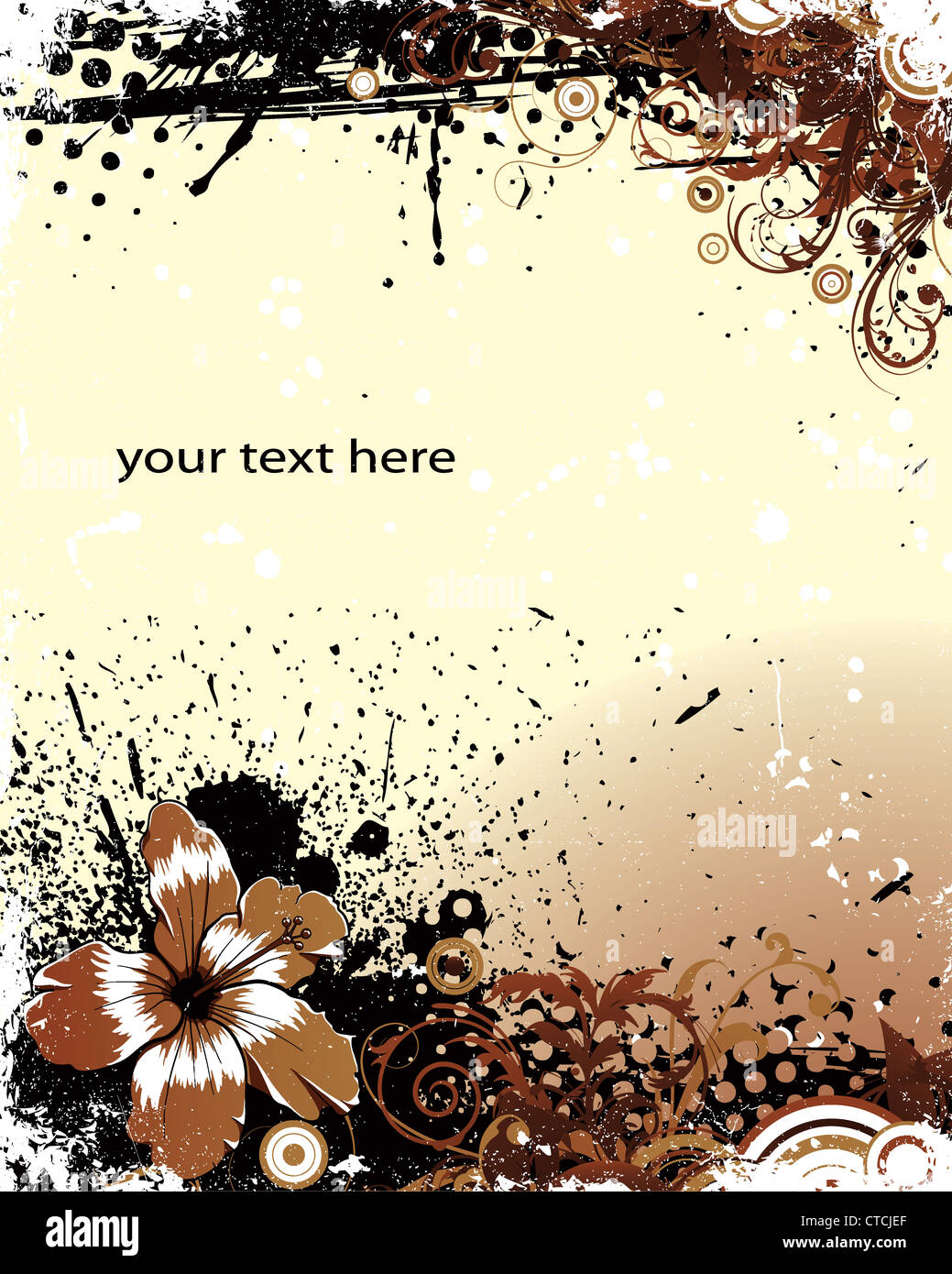 vector flower with grunge background Stock Photo - Alamy