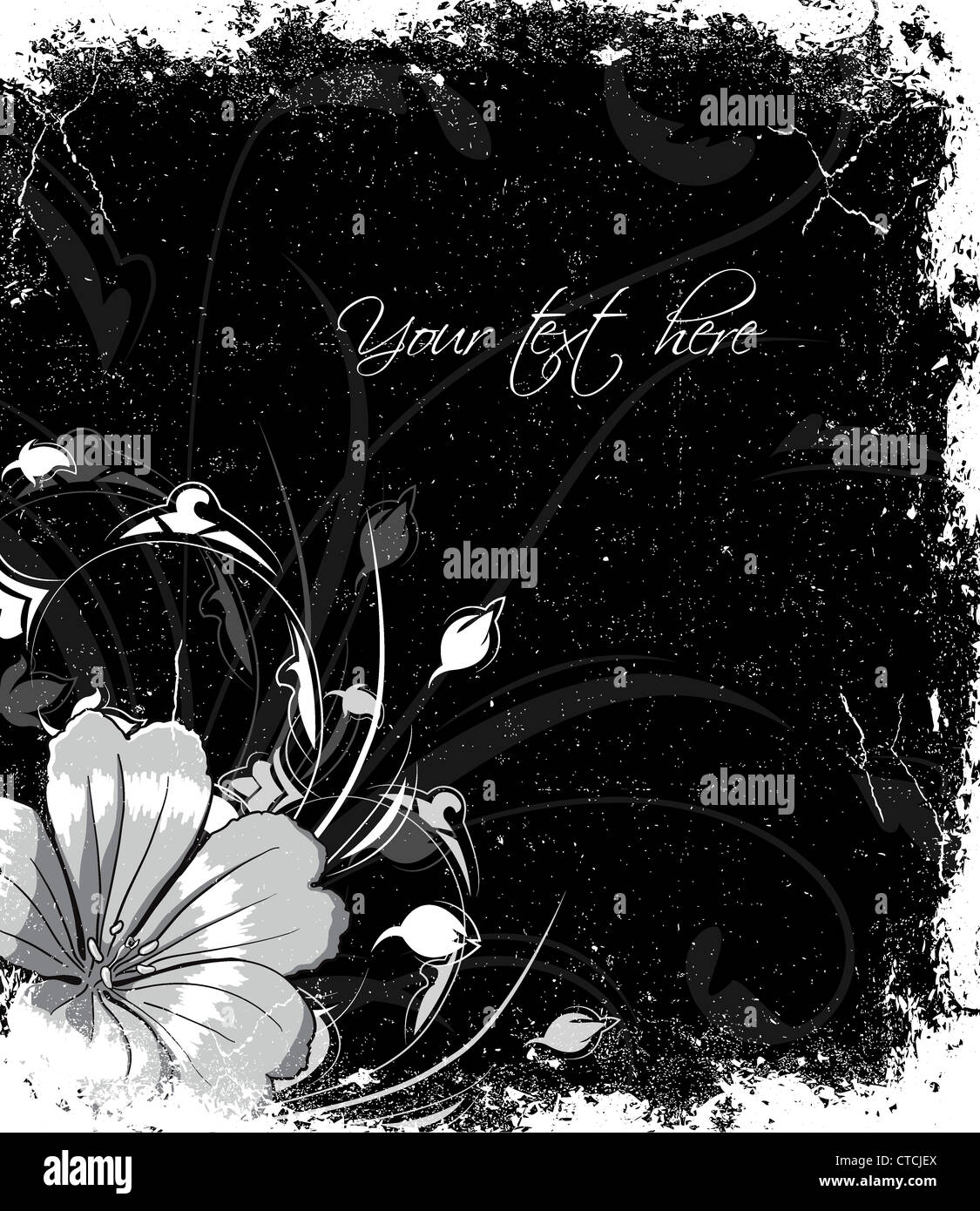 vector flower with grunge background Stock Photo - Alamy