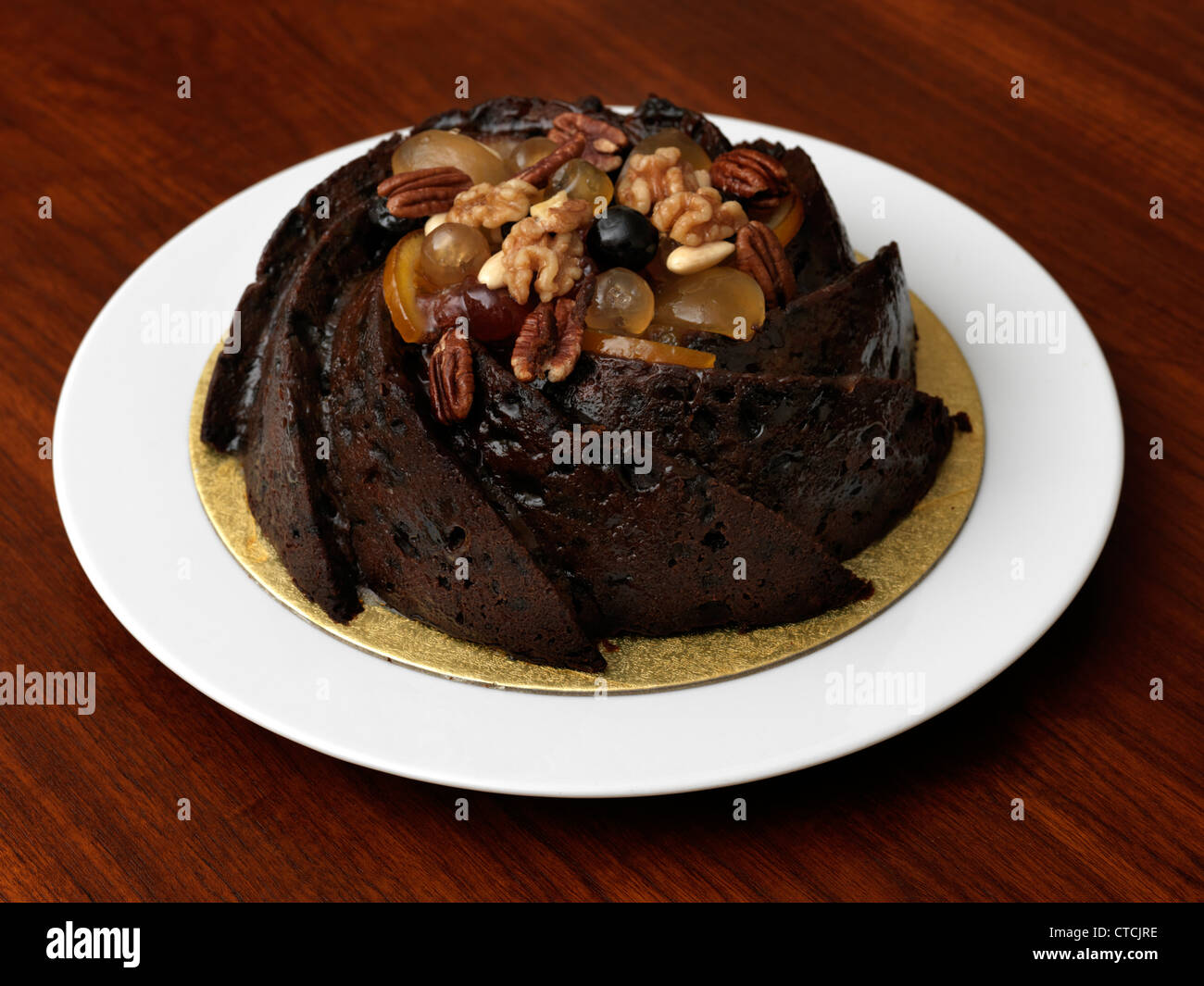 Christmas Fruit Cake With Walnuts Stock Photo