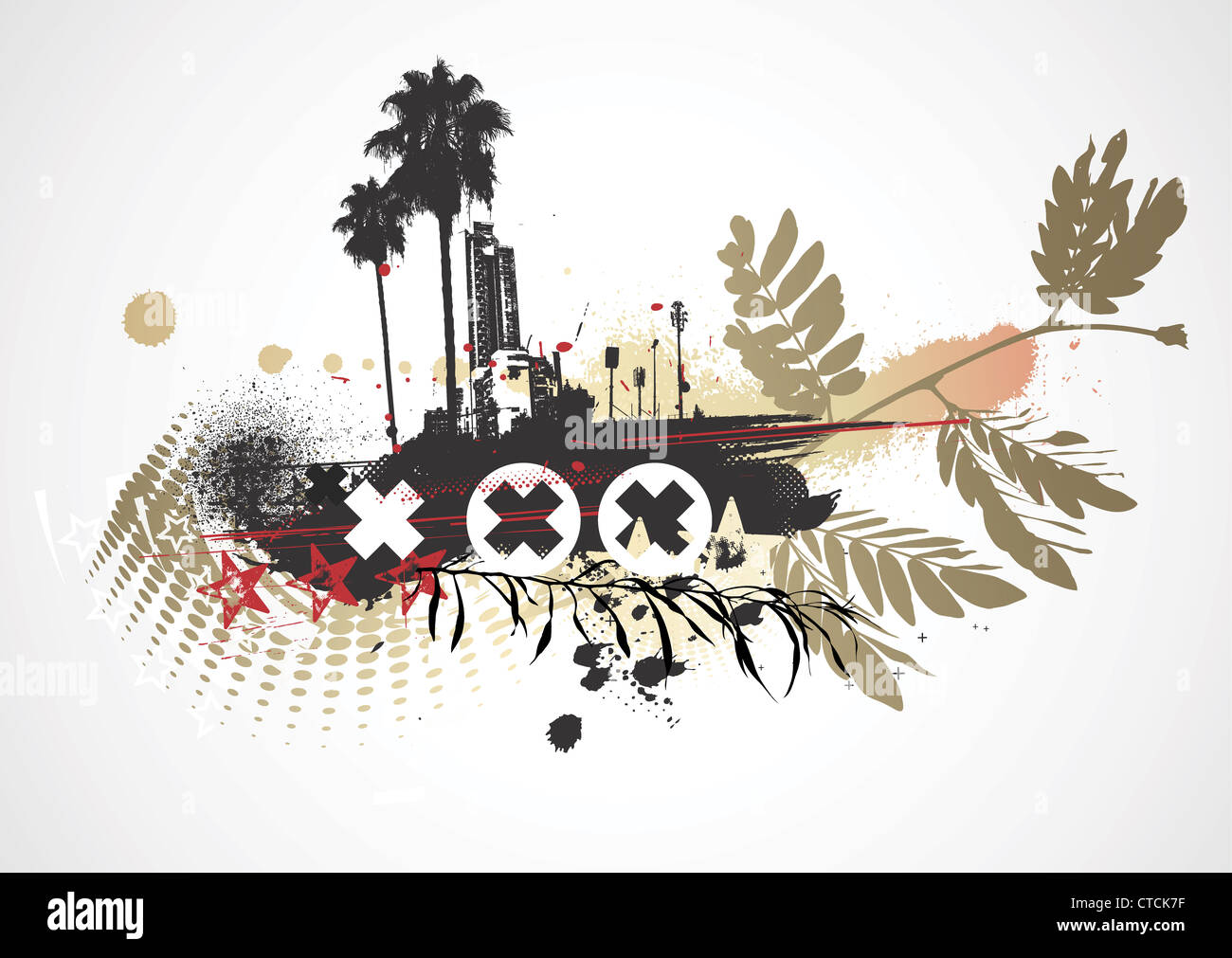 Vector illustration of urban background with grunge stained Design ...