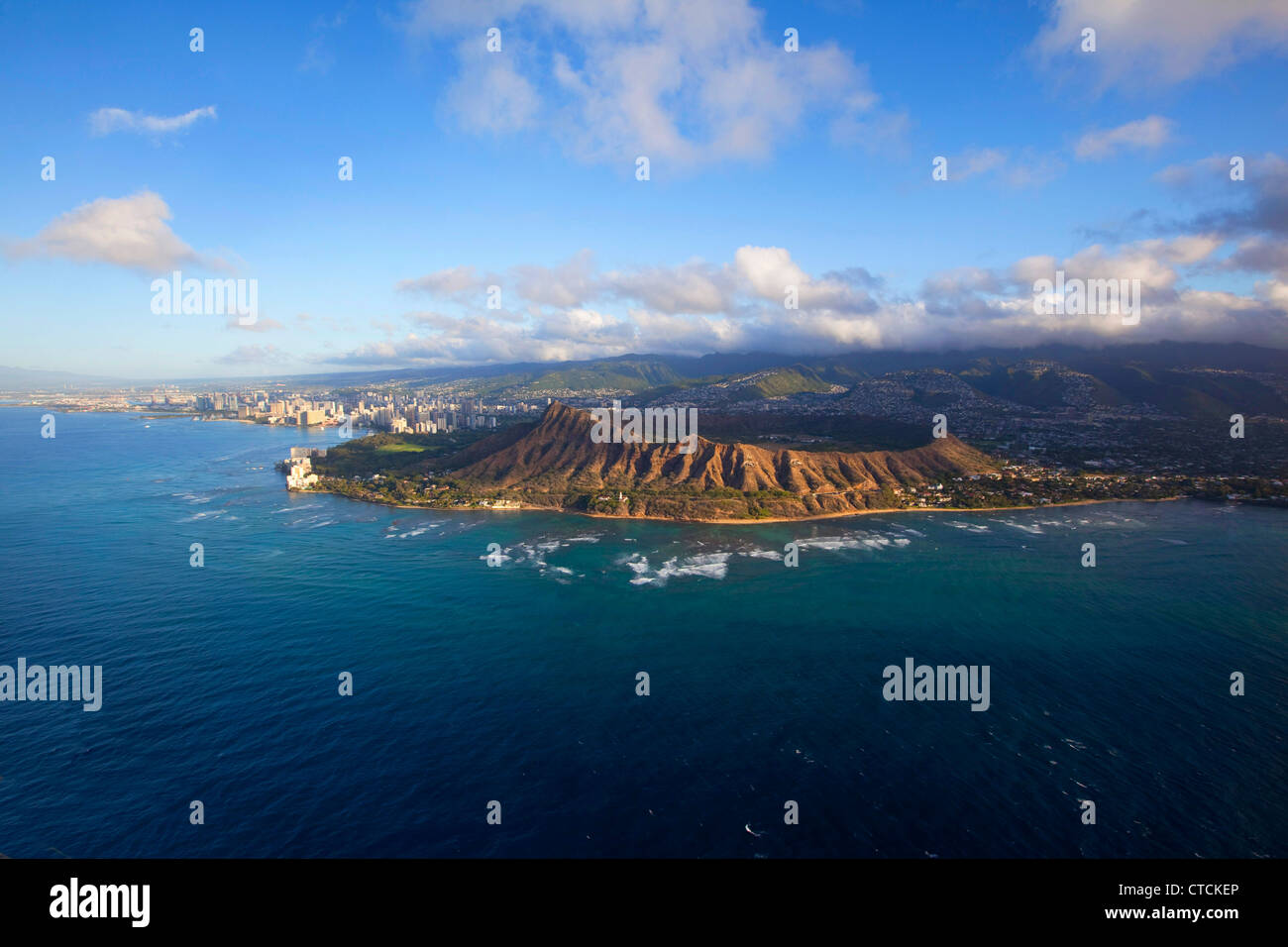 Diamond Head, Waikiki, Honolulu, Oahu, Hawaii Stock Photo