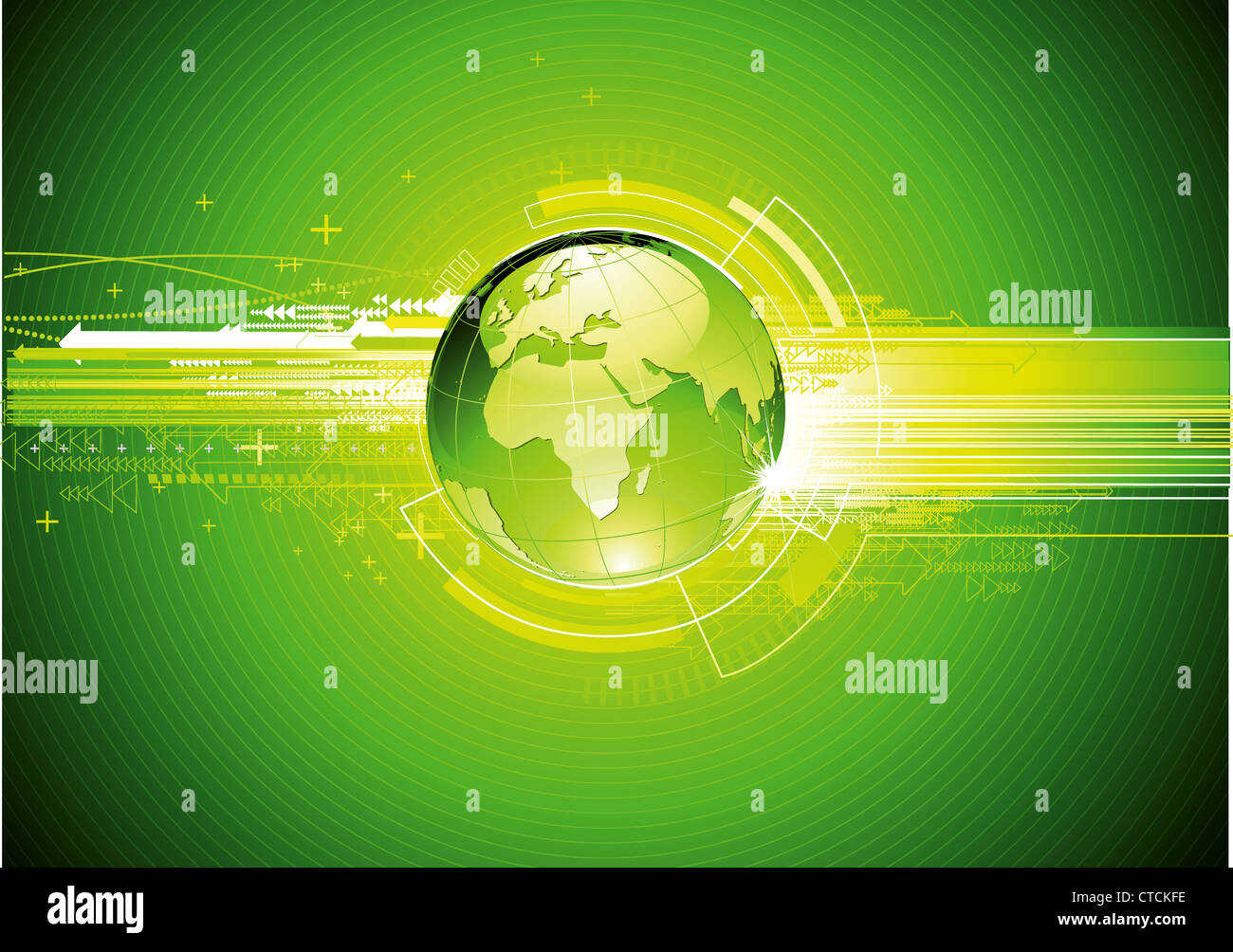 Vector illustration of abstract green hi-tech Background with Glossy ...