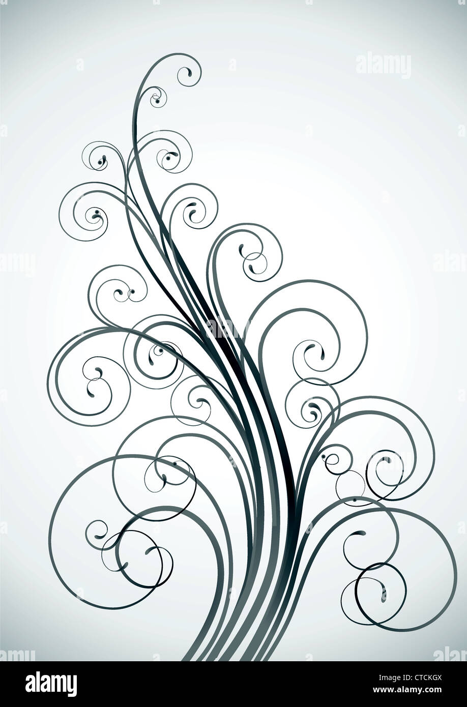 Vector illustration of swirling flourishes decorative Floral Background ...