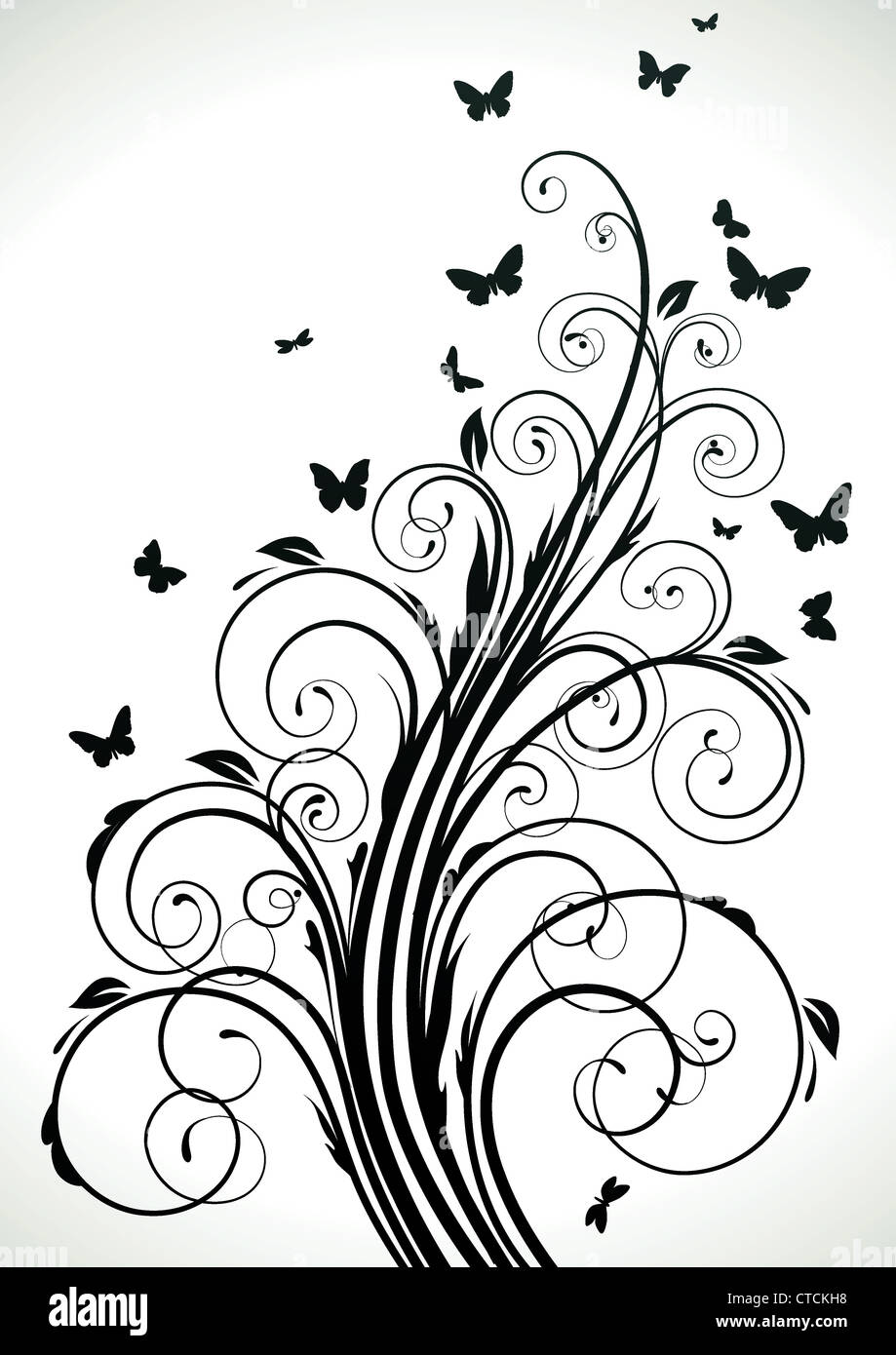 Vector illustration of swirling flourishes decorative Floral Background ...