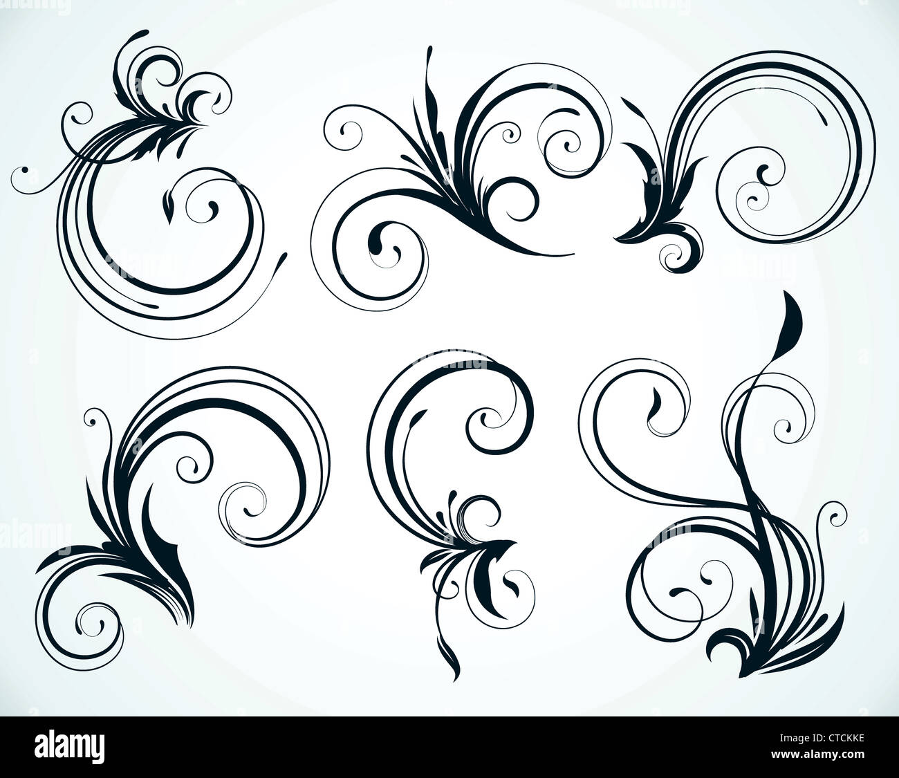 Vector illustration set of swirling flourishes decorative floral ...