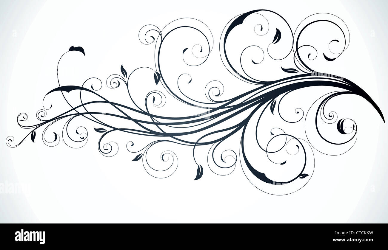 Vector illustration of swirling flourishes decorative Floral Background ...