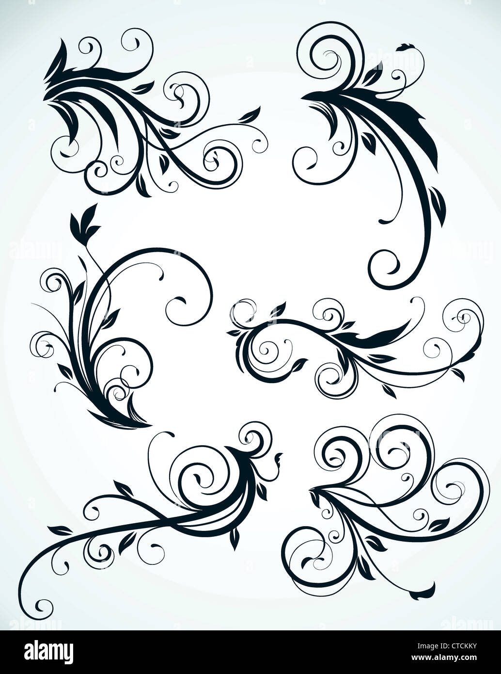 Vector illustration set of swirling flourishes decorative floral ...