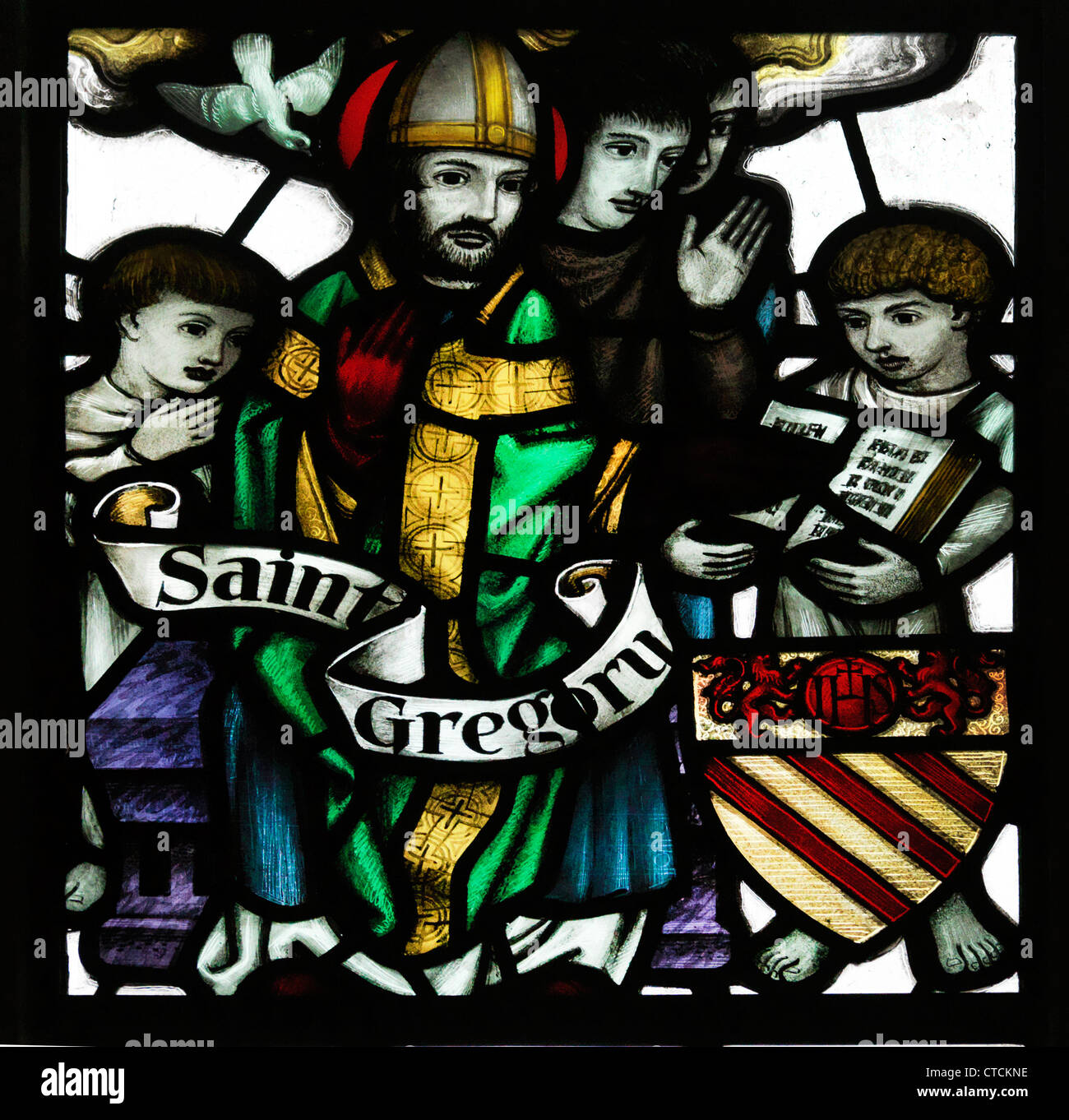 Guildford Surrey England The Cathedral Church Of The Holy Spirit Stained Glass Window Saint Gregory Stock Photo