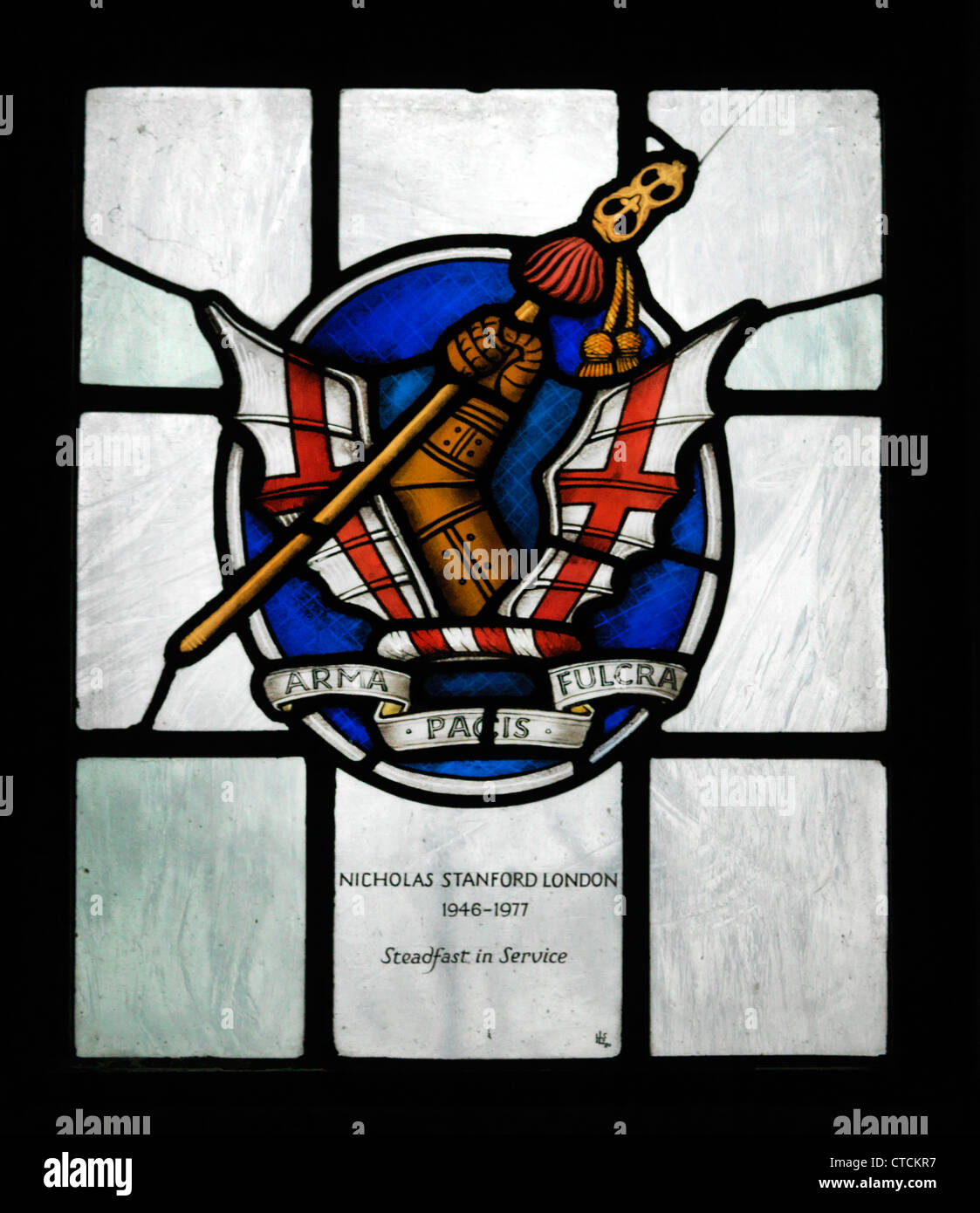 Guildford Surrey England The Cathedral Church Of The Holy Spirit Stained Glass Window Honourable Artillery Company Memorial Stock Photo