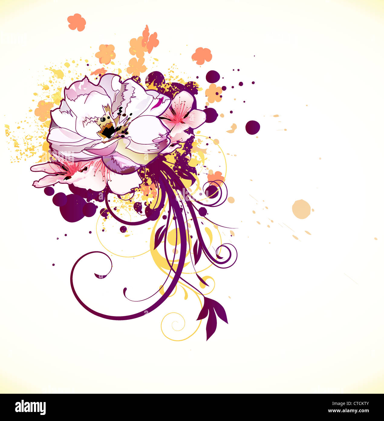 Vector illustration of grunge Floral Decorative background Stock Photo ...