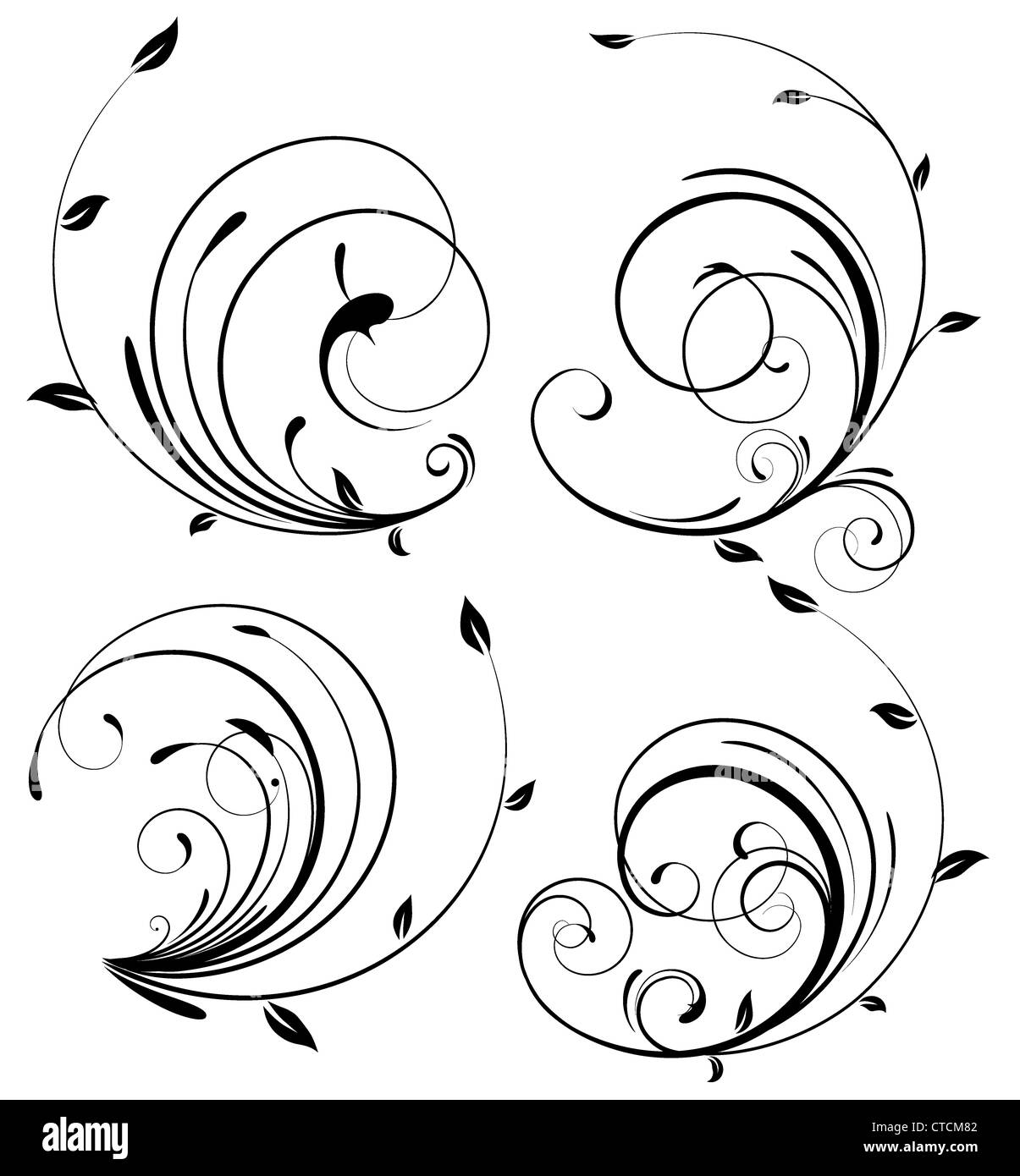 Vector set of swirling flourishes decorative floral elements Stock ...