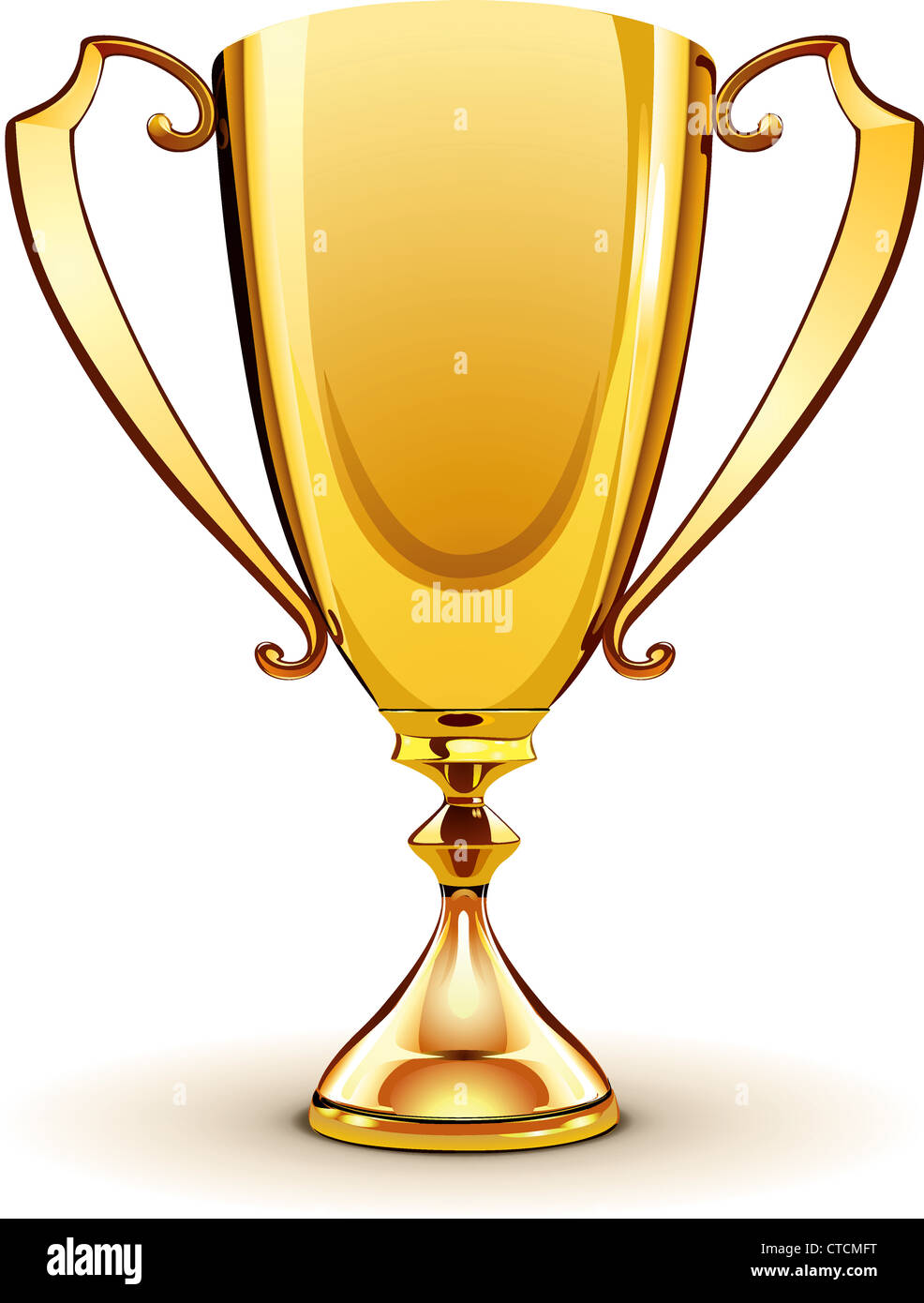 Vector illustration of Front view of a golden trophy Stock Photo - Alamy