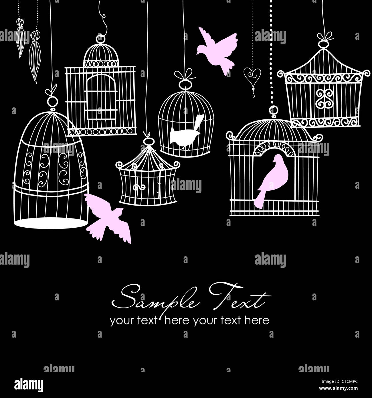 Vintage bird cages. Birds out of their cages concept vector Stock Photo ...