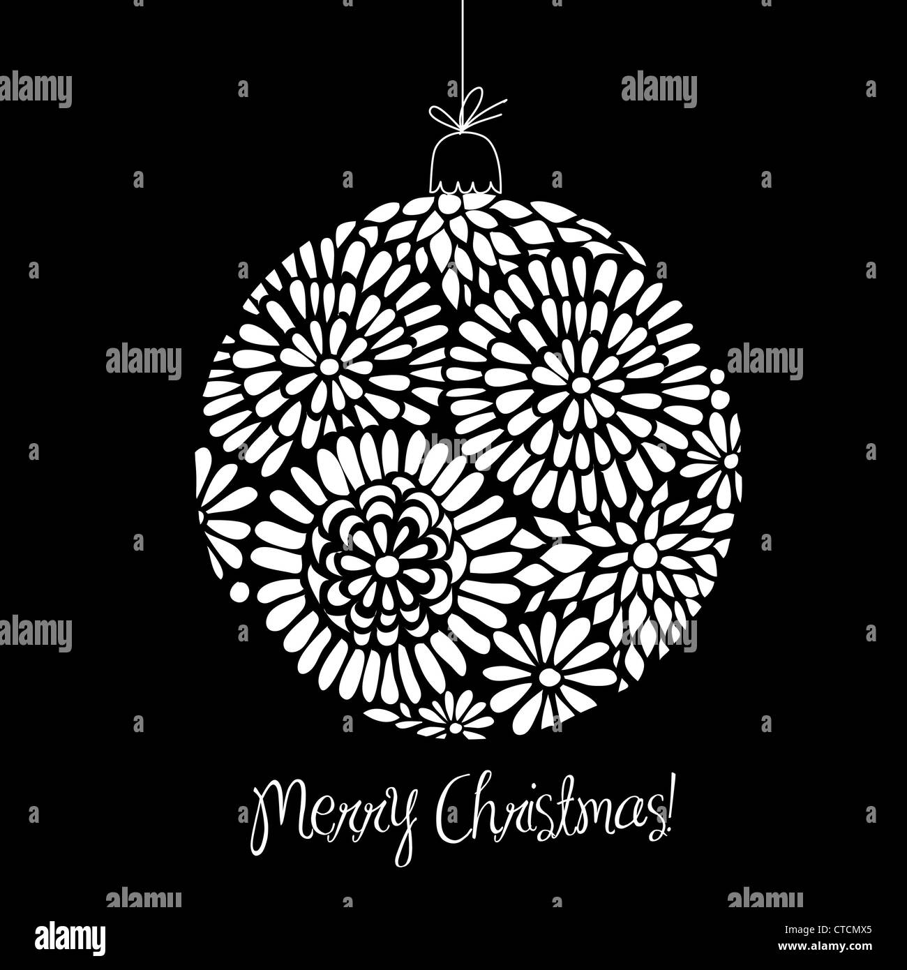 Black and White Christmas ball illustration Stock Photo - Alamy