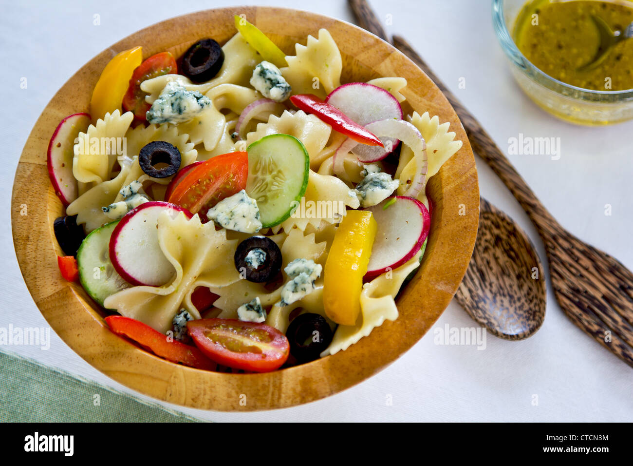 Farfalle with blue cheese salad Stock Photo