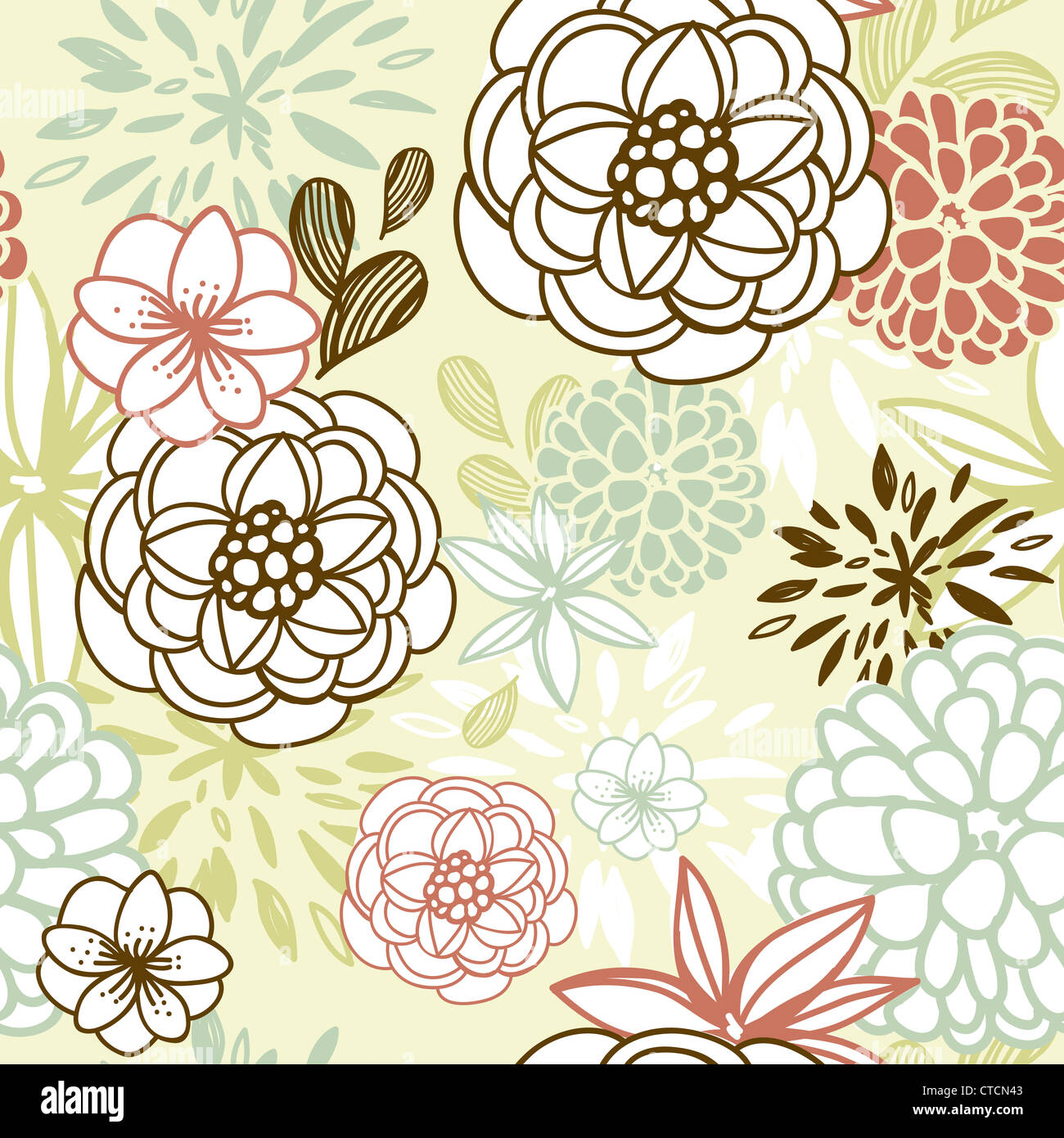 Retro floral seamless background. Romantic seamless pattern in vector ...