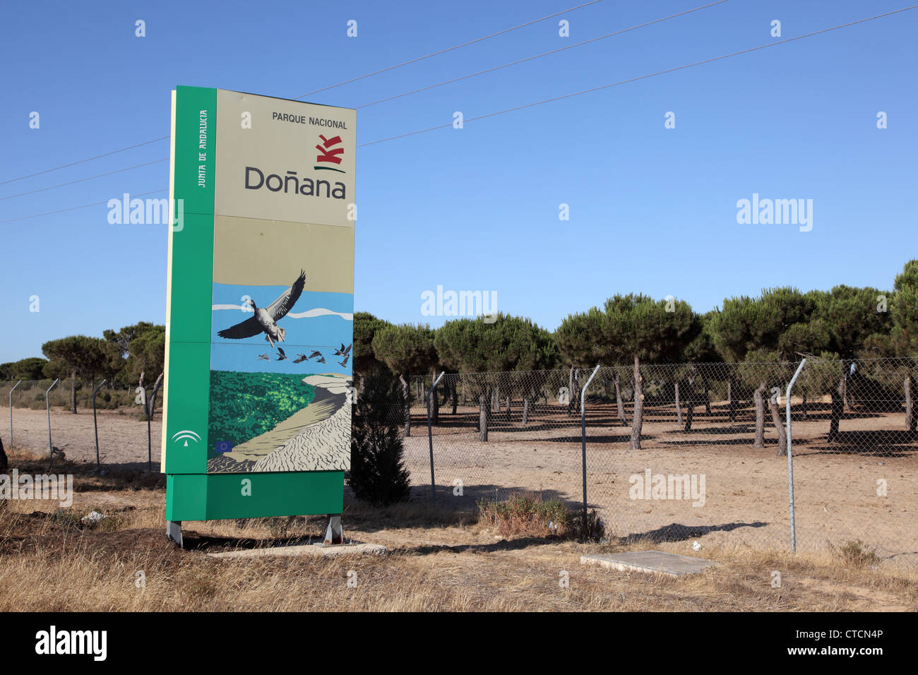 Sign of the Donana National Park in Andalusia, Spain Stock Photo