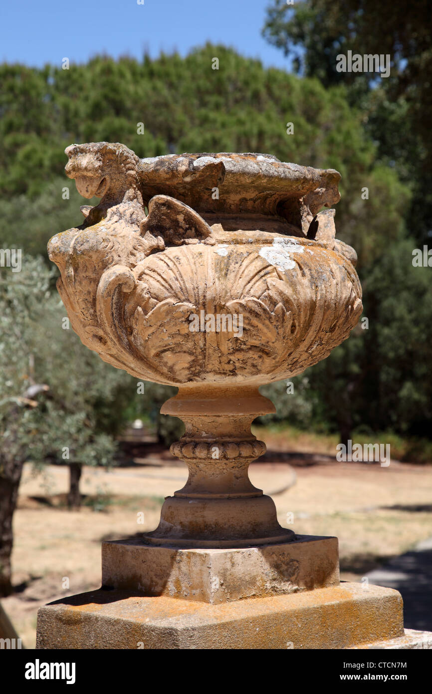 Ancient vase at the Palace of Acebron, Donana National Park, Andalusia Spain Stock Photo
