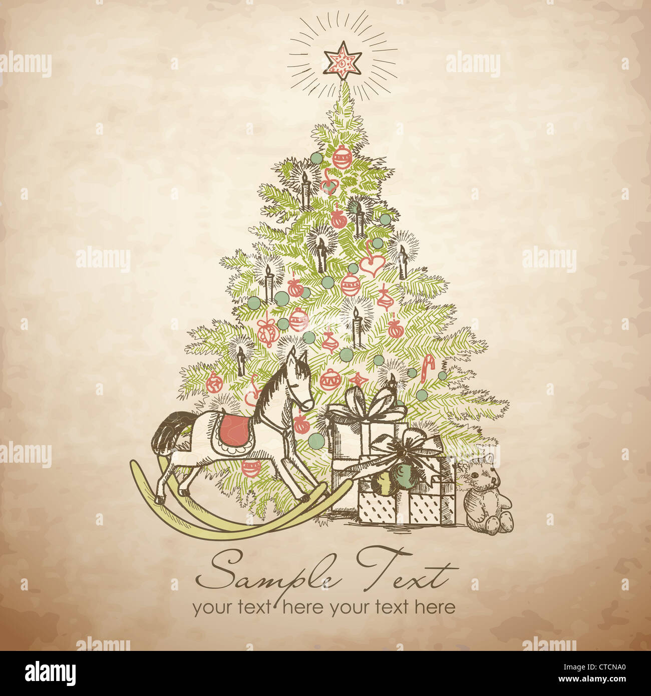Vintage christmas tree illustration hi-res stock photography and images ...
