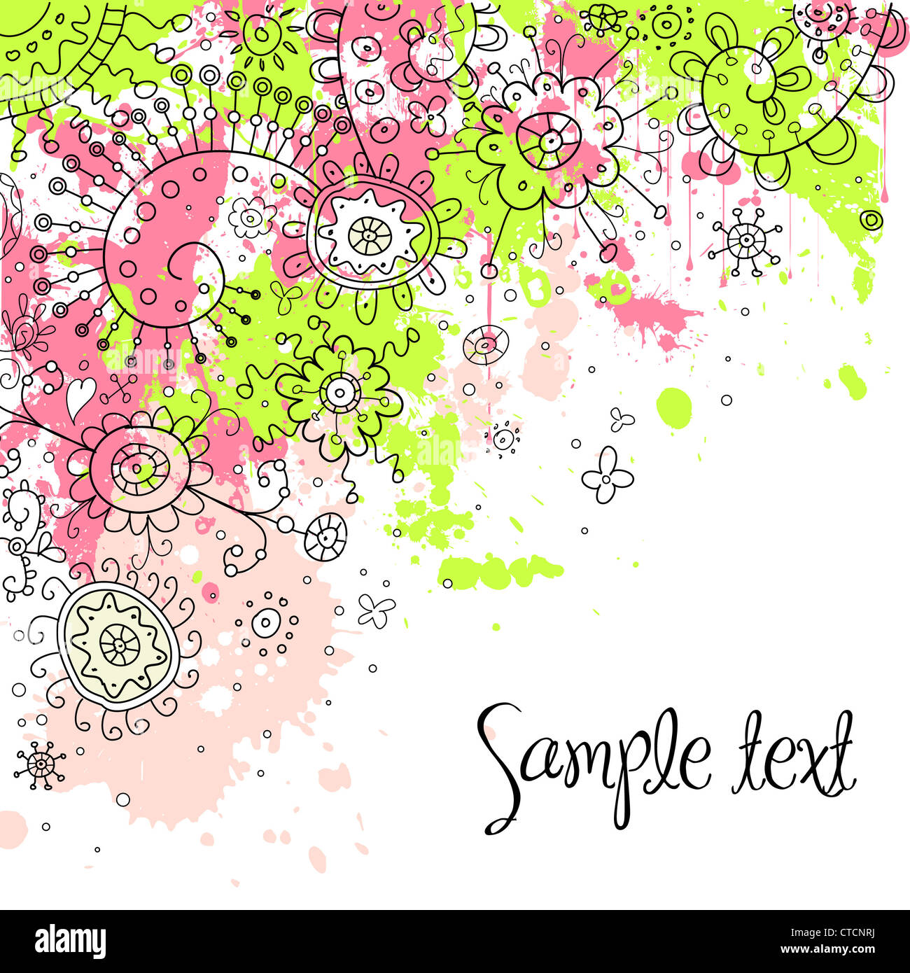Hand-Drawn Abstract Doodles and Flowers Vector Illustration Stock Photo ...