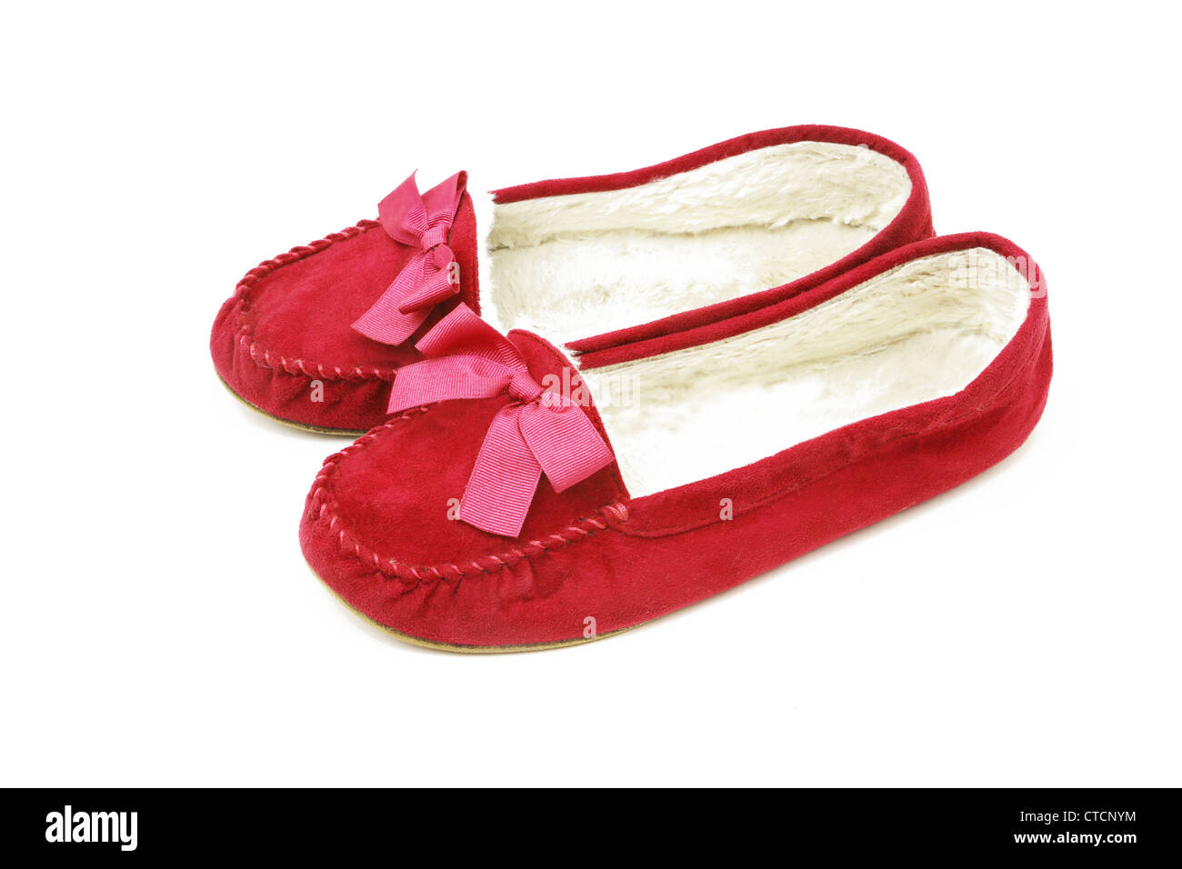 Red Slippers With Bow Stock Photo Alamy