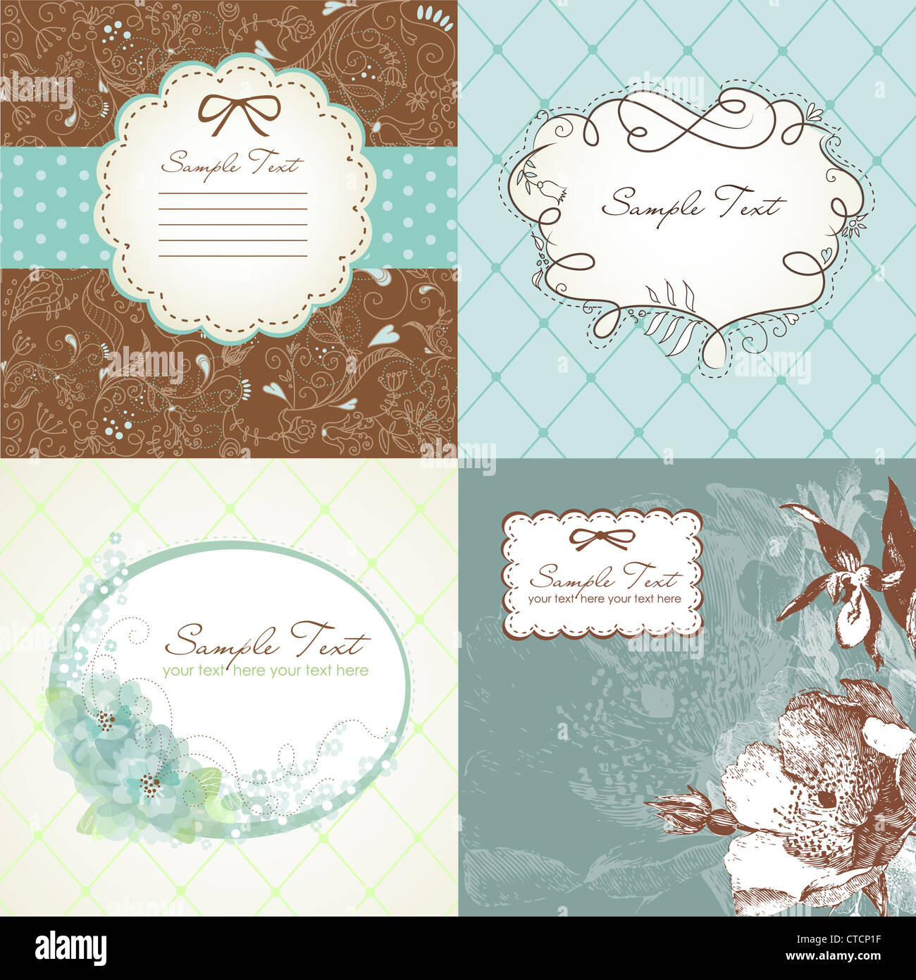 Set of cute greeting cards Stock Photo Alamy