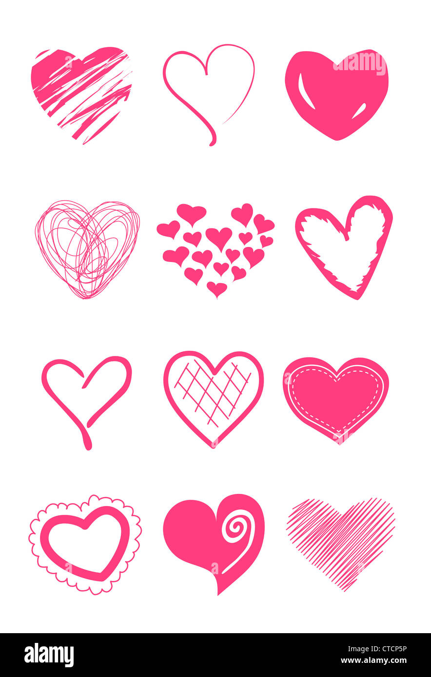 Cute doodles hearts set Stock Photo - Alamy