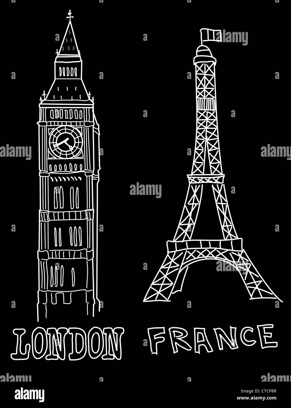 Big Ben and Eiffel Tower Stock Photo Alamy