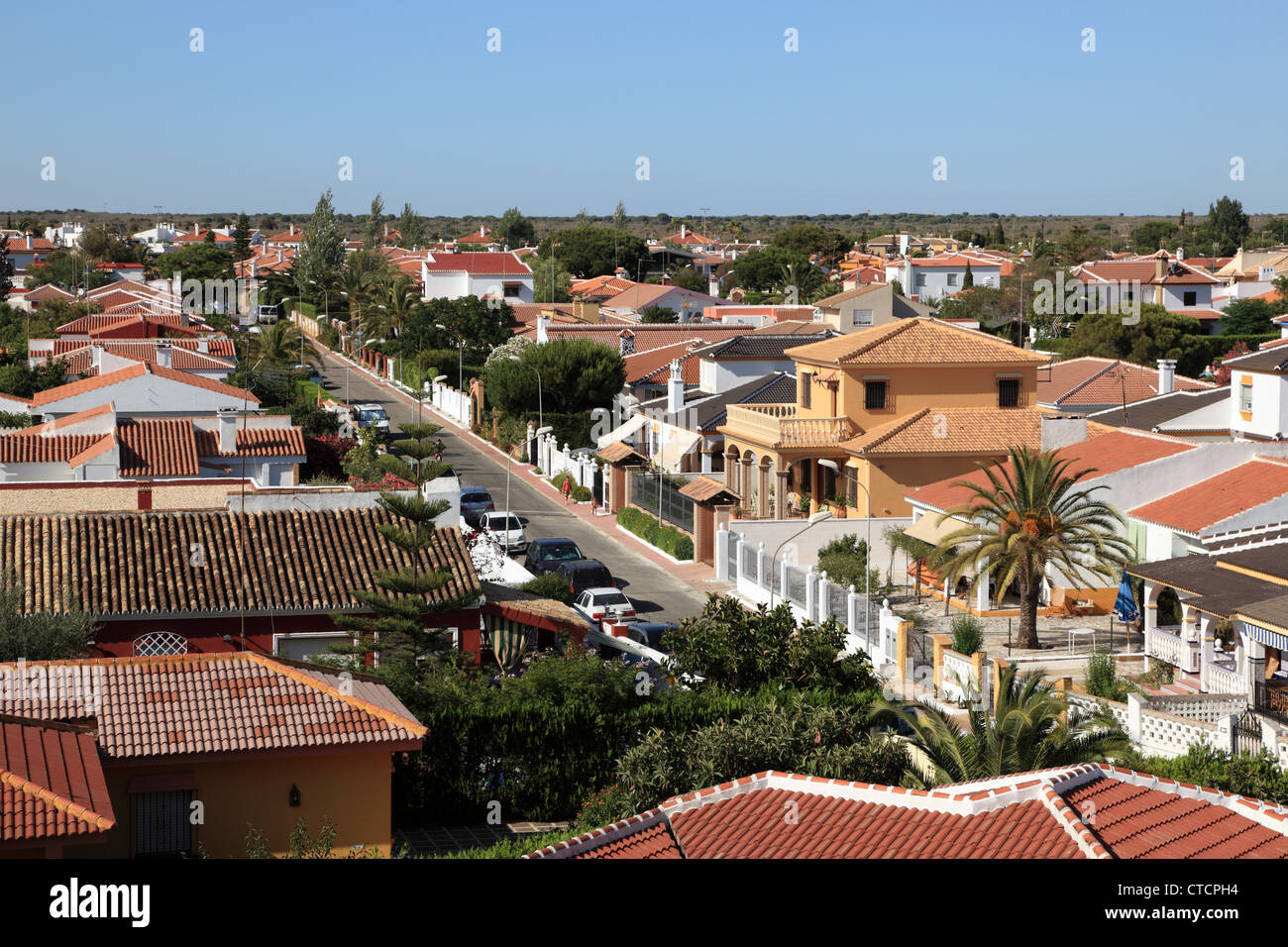 View over the residential district in Matalascanas, Andalusia Spain Stock Photo