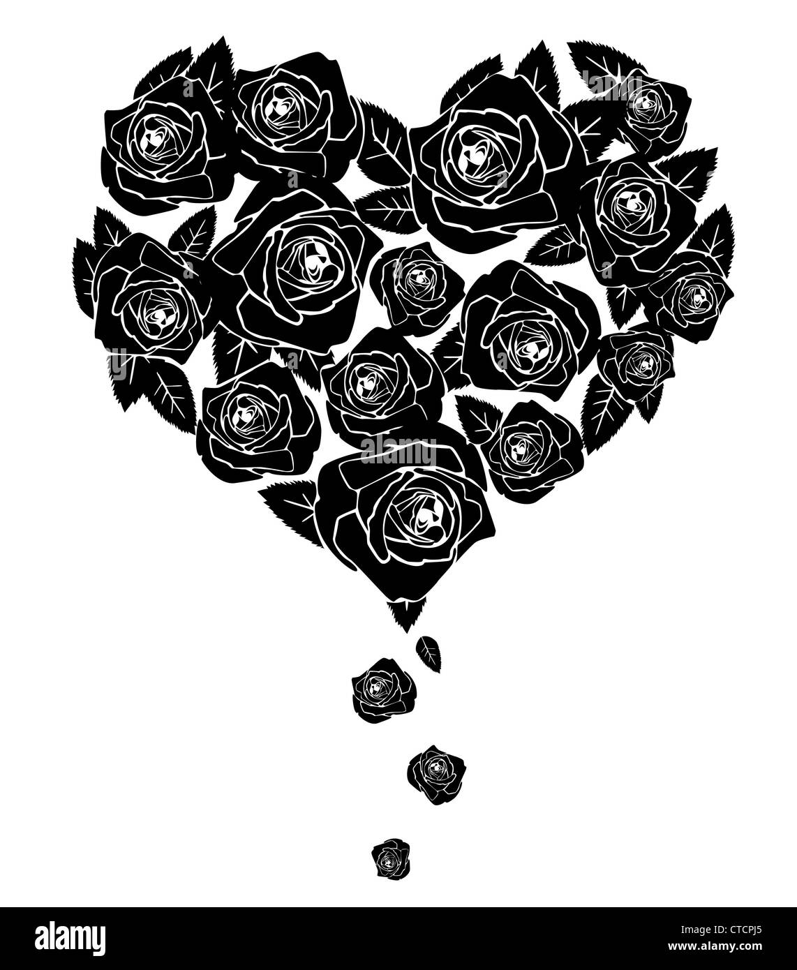 Black roses. Shape of heart Stock Photo - Alamy