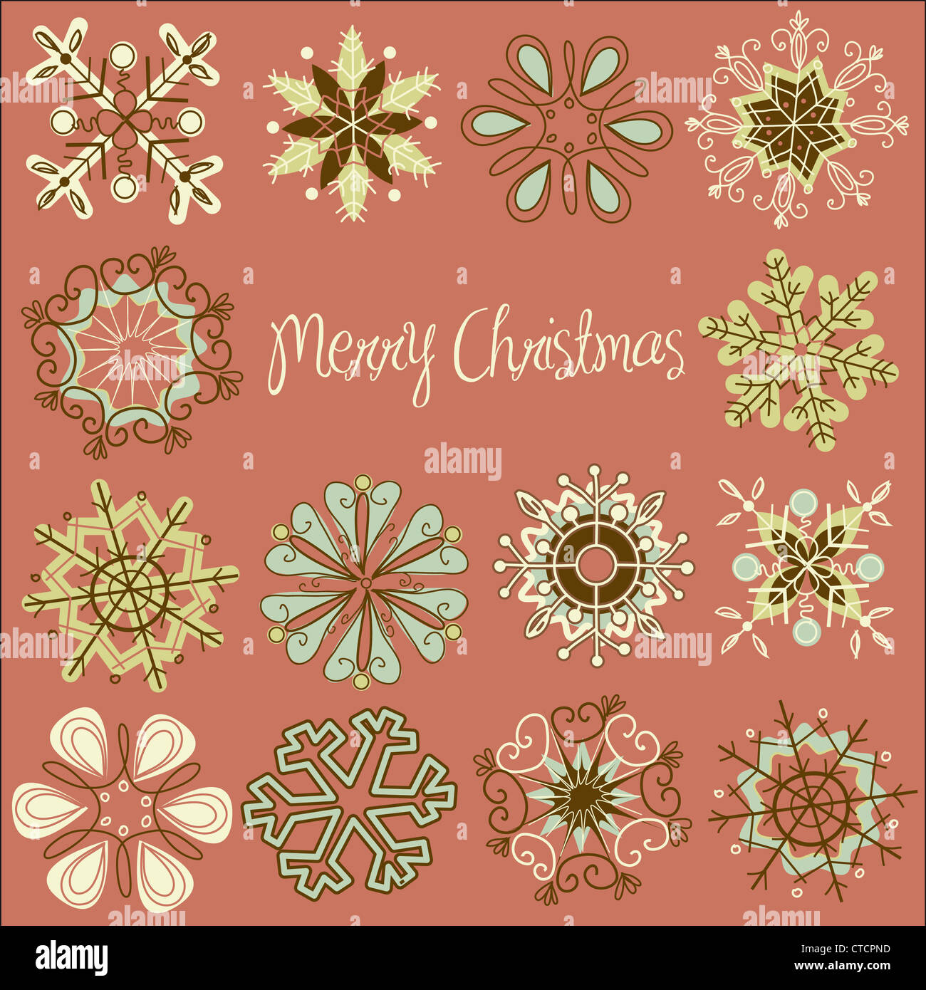 Cute Retro Snowflakes Stock Photo - Alamy